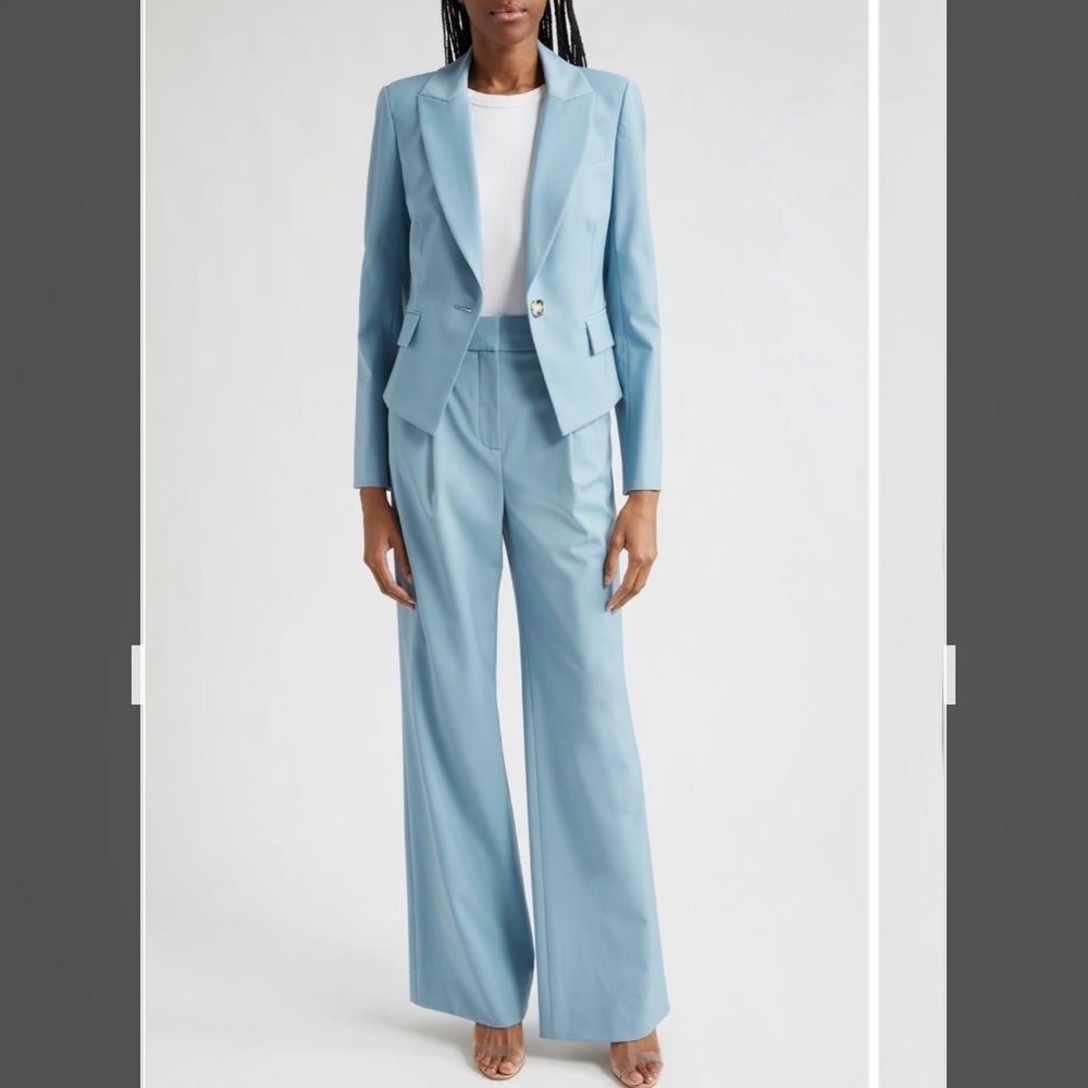 Veronica Beard Blue Hosanna Stretch Virgin Wool Blend Dickey Jacket in Sea Glass - Picture 3 of 12